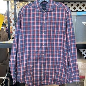 Tailorbyrd Men's Casual Plaid Shirt - Navy and Pink